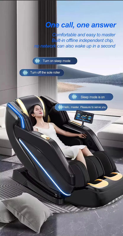 Luxus-Massagesessel Zero Gravity Ganzkörper-Airbag SL-Track Heizung Bluetooth-Musik AI-Sprache Bürostuhl 3 Jahre Garantie