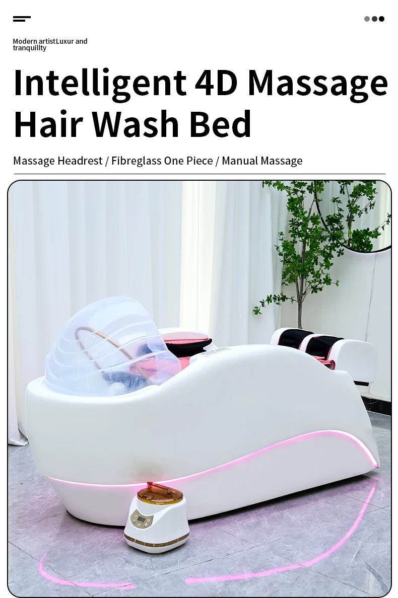 Friseursalon-Möbel Kopfhaut-Spa-Bett Elektrisches intelligentes 4D-Massage-Haarwasch-Wasserkreislauf-Shampoo-Stuhl mit Kopftherapie