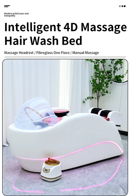 Friseursalon-Möbel Kopfhaut-Spa-Bett Elektrisches intelligentes 4D-Massage-Haarwasch-Wasserkreislauf-Shampoo-Stuhl mit Kopftherapie