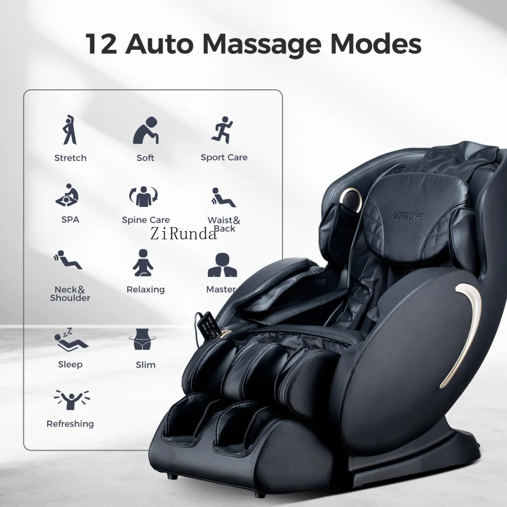 3D-Zero-Gravity-Massagesessel, Shiatsu-Ganzkörper-Liegesessel mit App, Schwarz
