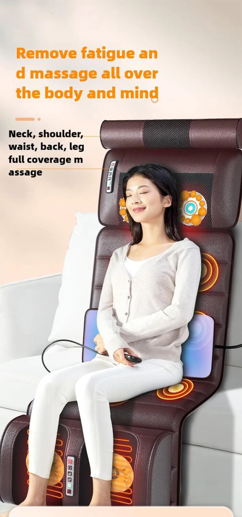 Elektrische Ganzkörpermassage-Matratze mit Heizung, Handsteuerung, Schulter-Nacken-Taillen-Airbag-Rücken-Knet-Vibrations-Massagekissen
