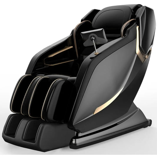 Gravity Shiatsu Massagesessel L-Track mit Airbag, Lautsprecher, LCD-Bildschirm, Fernbedienung, Sprachsteuerung, Rücken-/Beinwärme