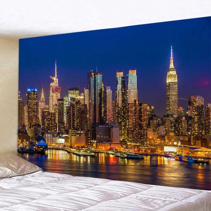 New York City Night View Tapestry – Boho Wall Hanging &amp; Home Decor