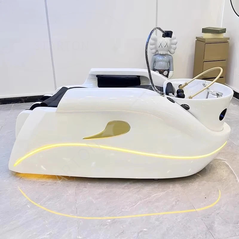 Professional Electric Massage Lay Down Water Circulation Head Spa Massage Bed for Hair Salon