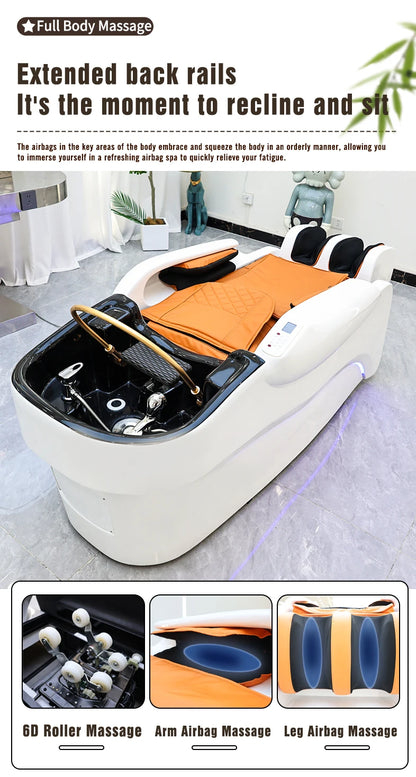 Salon Furniture Ceramic Wash Basin Head Spa Water Therapy Bed Shampoo Massage Bed with Sink for Hair Salons