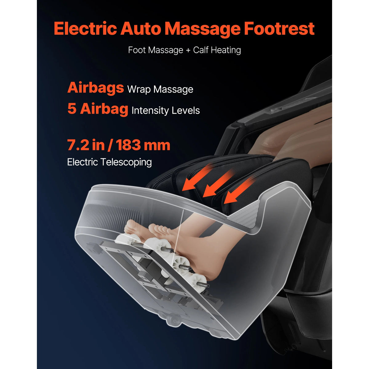 SucceBuy Massagesessel 4D Ganzkörper-Schwerelosigkeitssessel mit SL-Schiene, Dehnungsfunktion, KI-Sprachsteuerung, Heizung, Fußrollen und einziehbarer Fußstütze