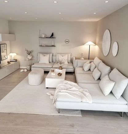 Minimalistische Multi-Seat Leder Ecksofa Kombination Modern Einfaches Wohnzimmer Sofas Erste Schicht Rindsleder L-Form Sofa-Set