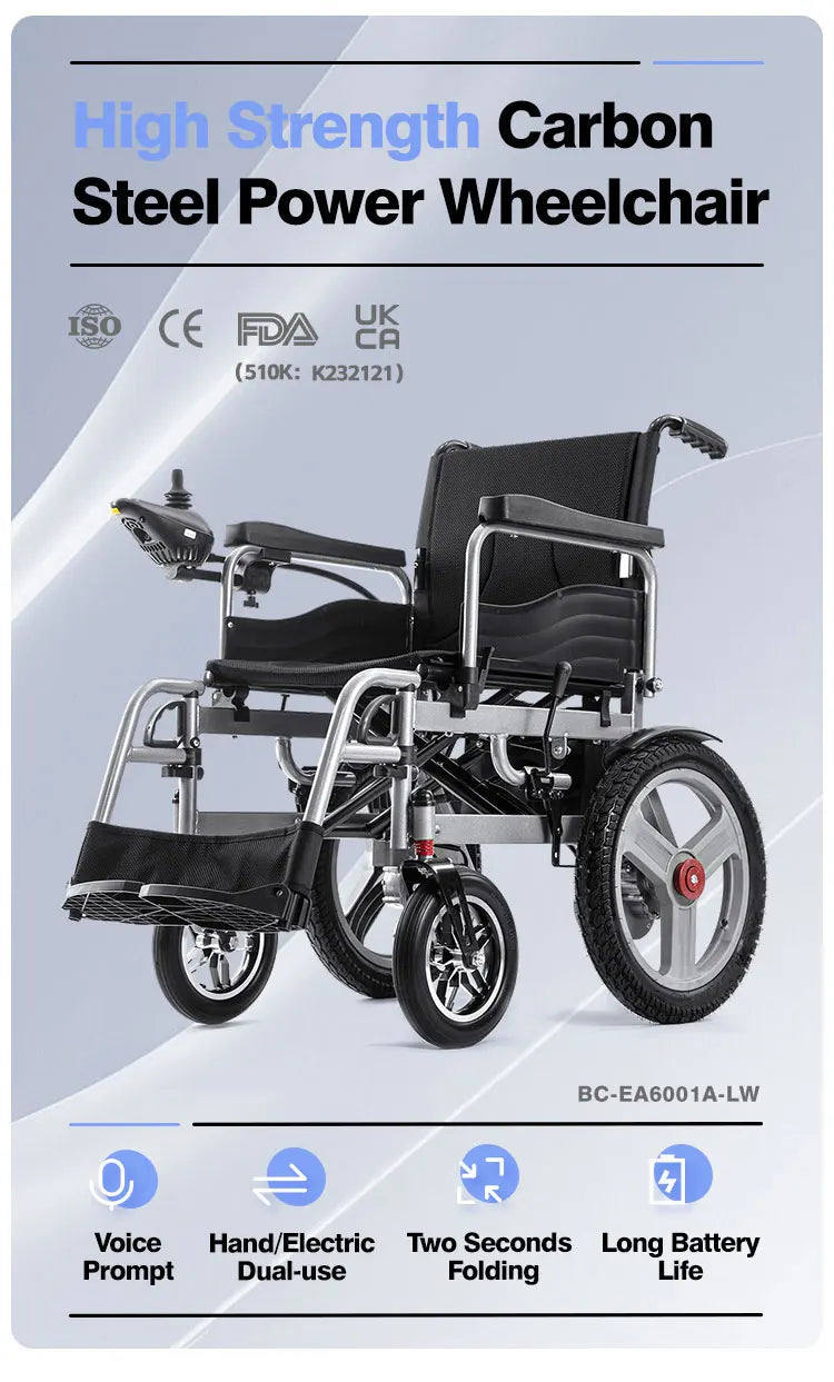 2024 Hot Sale Indonesia Ultra Lightest Cheap Steel Wheel Chair Travel Beach Foldable Portable Electric Wheelchair For Adults