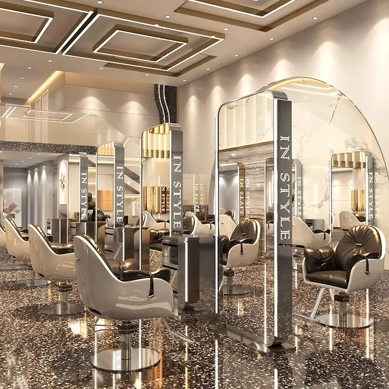 Barber shop mirror hair salon special hair salon mirror table single and double sided perm and dyeing trendy  with lamp floor