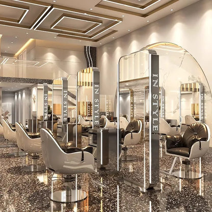 Barber shop mirror hair salon special hair salon mirror table single and double sided perm and dyeing trendy  with lamp floor