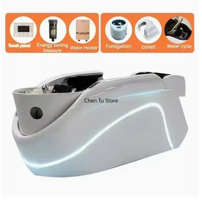 Headspa Massageliege Wasser Gewerbliche Shampoostuhl Spa Haarvorrat Japanischer Jet Mobilität Friseursalon Duschmöbel