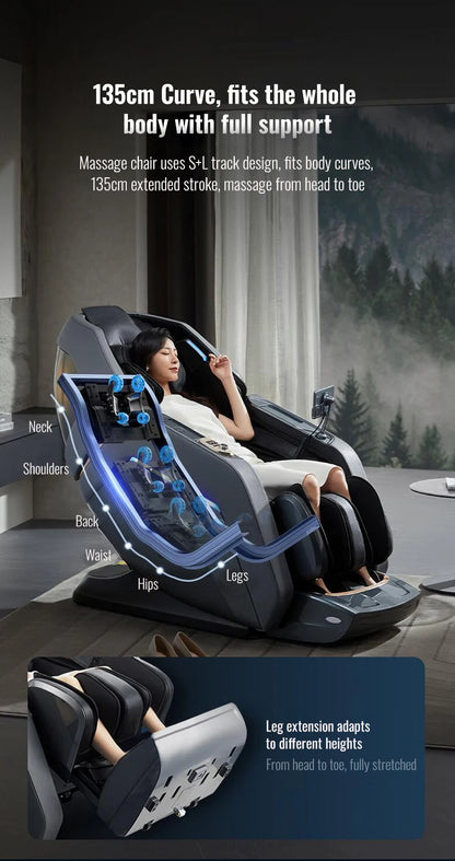 Luxury Zero Gravity Massage Chair Intelligent Home Heating Recline Full Body Airbag Shiatsu Knead Multifunctional Leisure Sofa
