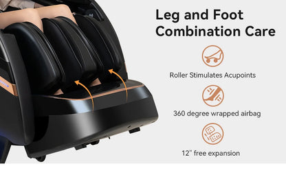 OSKOR 4D Zero Gravity Massagesessel Ganzkörperkabine mit Schlafhaube – Shiatsu Massagesessel mit Wärme, Körperscan, SL-Schiene