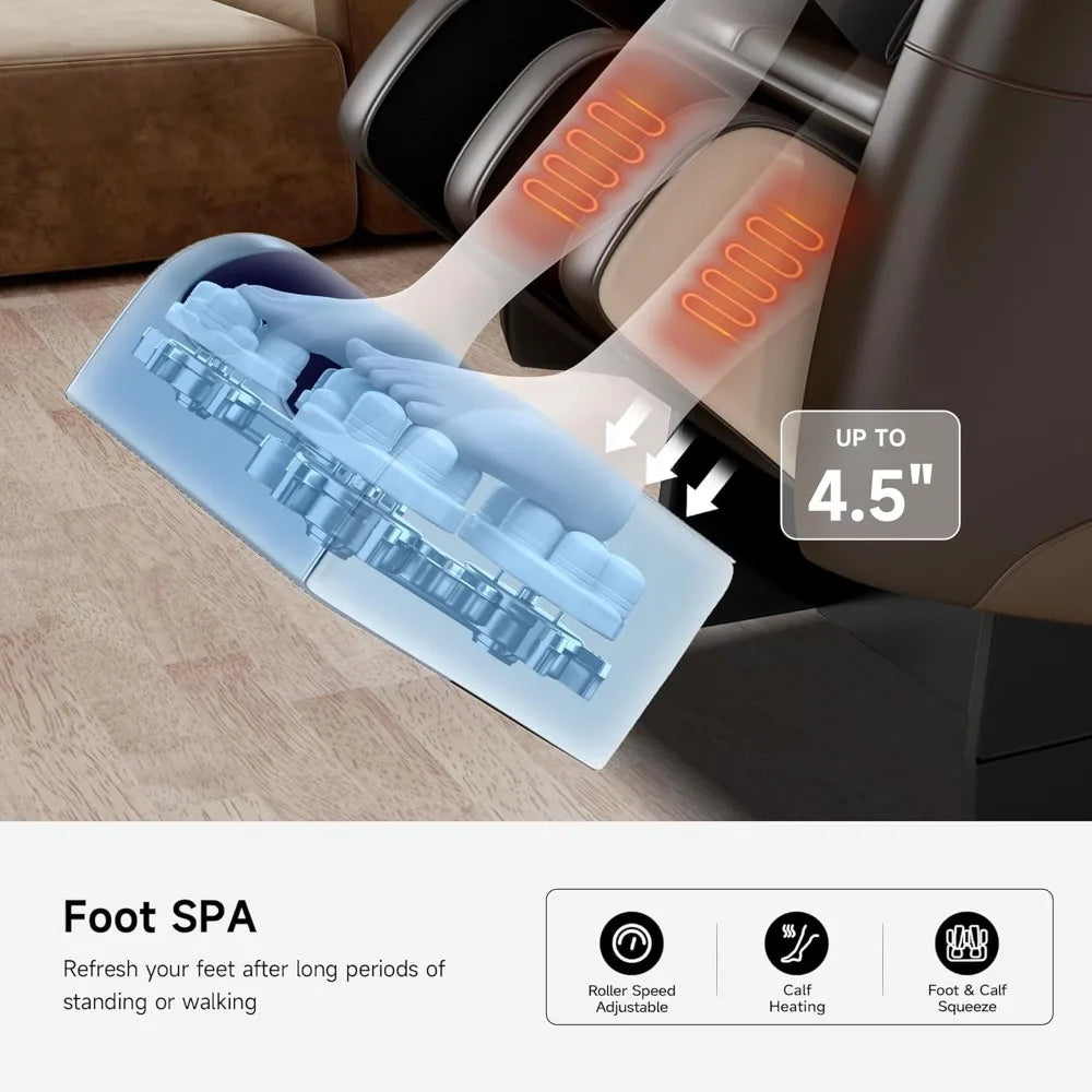 2025 Massagesessel Ganzkörper, Zero Gravity Relaxsessel mit 6 Auto-Modi, Fußmassage, Heizung, 3D-L-Track & Körperscan-Technologie