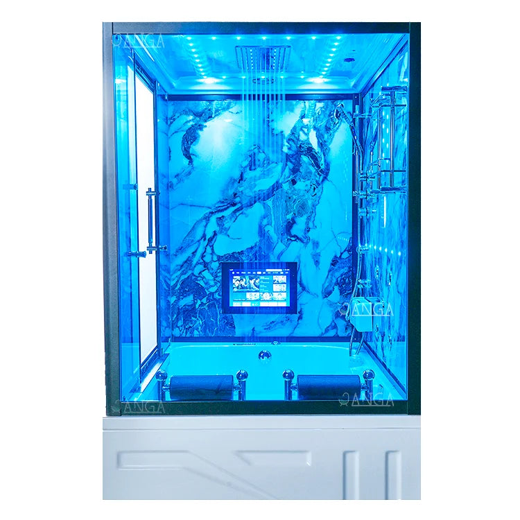 Customization Luxury Steam Shower Room with Jacuzzier Tub Hydro Therapy Massage Steam Bath Room Glass Shower Cabin Wet Sauna Roo