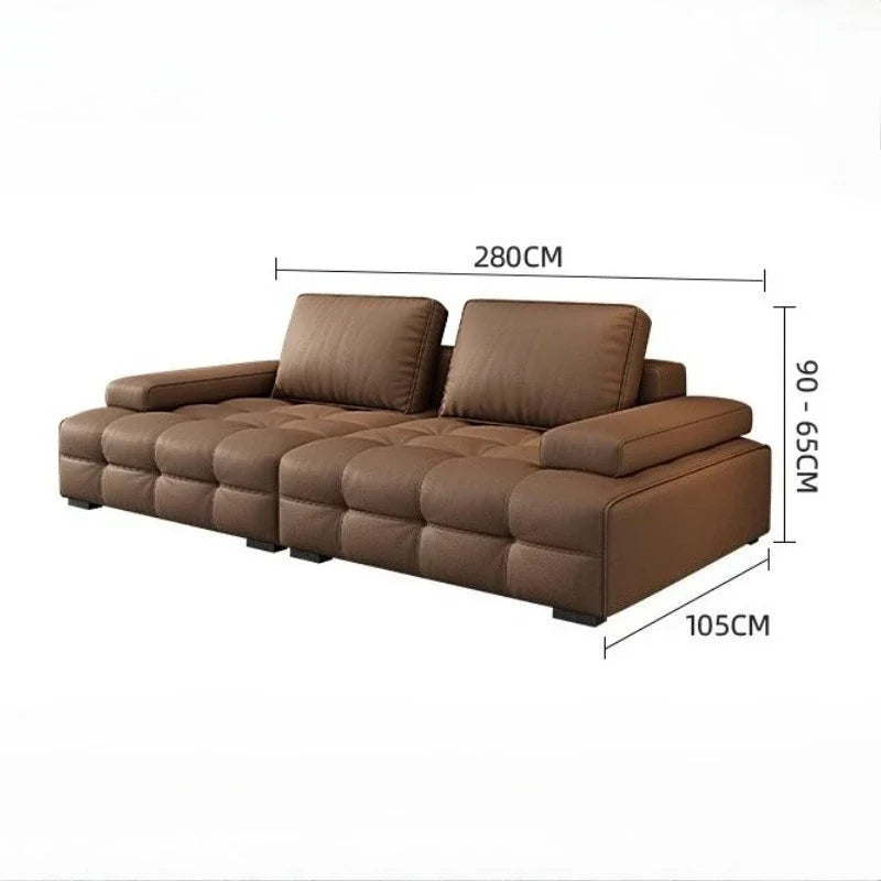 Modern Minimalistisches neues Leder Wohnzimmer Lawrence Italienisches leichtes Luxus gerades L-förmiges modulares Faules Weiches Tatami Lounge Sofa