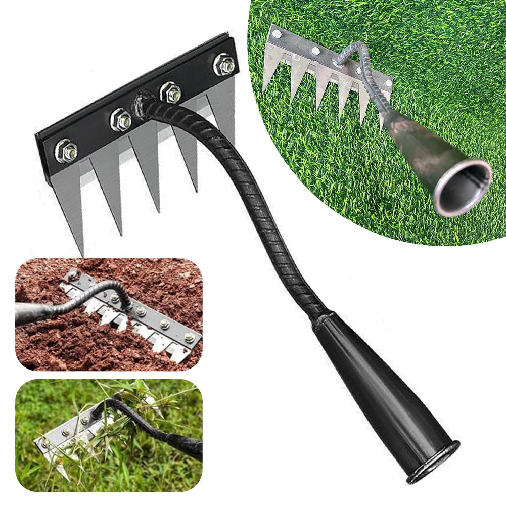 Râteau de désherbage de jardin à 5/6/7/8 dents, râteau amovible en acier au carbone, houe de sol, râteau en paille agricole, outils de désherbage multi-usages