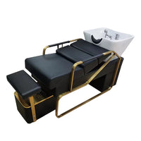 Popular Flush Bed Barber Shop Semi-Reclining Deep Ceramic Basin Hair Salon Massage