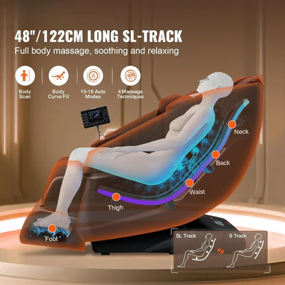 Full Body Massage Chair, SL-Track Zero Gravity Massage Recliner, 3D Shiatsu, Body Scan, Heating, Bluetooth Speaker Customized