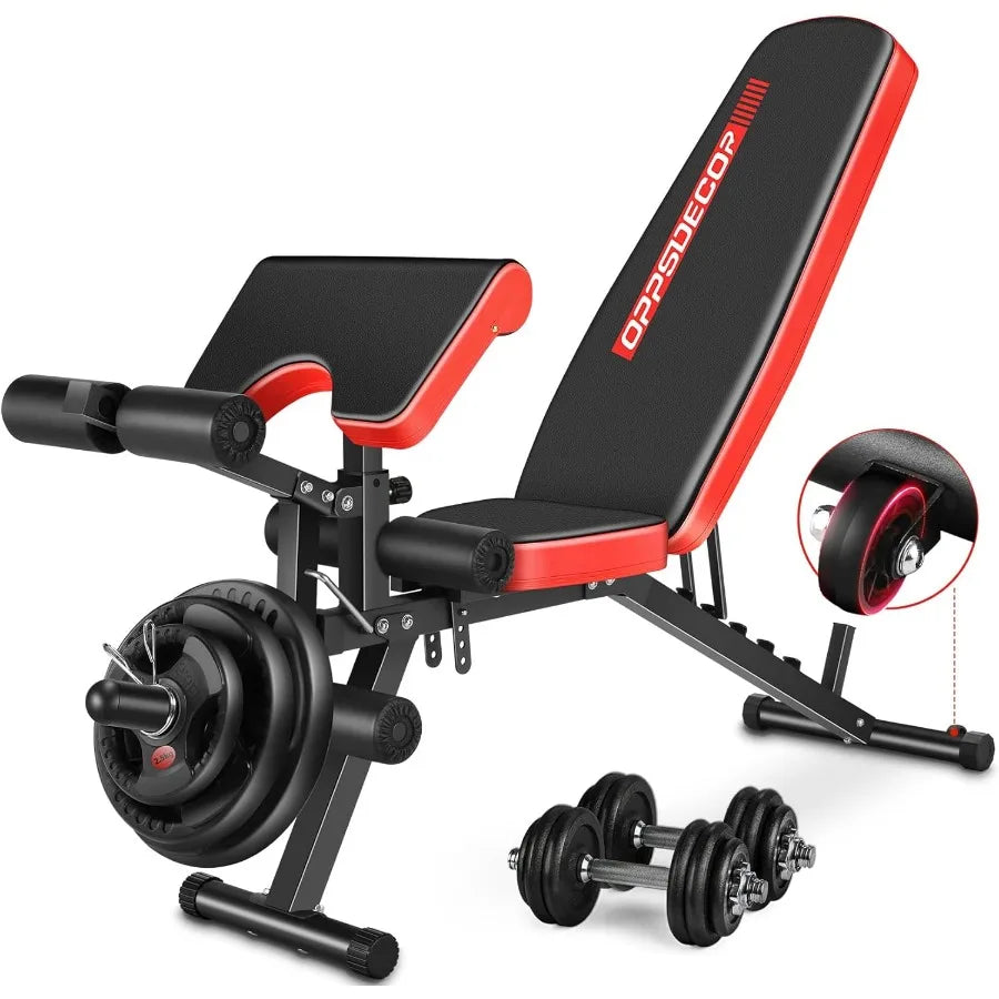 Adjustable Weight Bench Set with Integrated Leg Extension and Leg Curl Attachments 800LB Capacity Preacher Curl Bench Offering