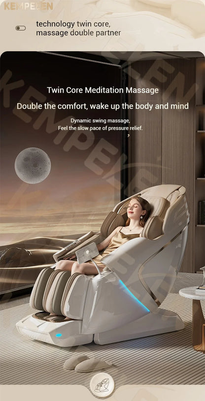 Dual-Core-Massagesessel für Rücken- und Schlafentlastung, 4D+3D-Tiefenmassage mit Wiegefunktion und Meditation