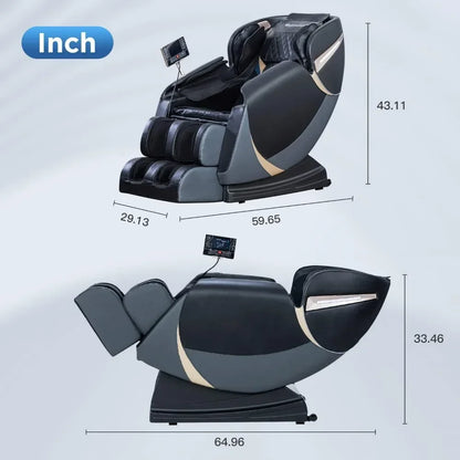 Nordisch-minimalistischer schwarzer Shiatsu-Ganzkörpermassagesessel mit Luftsystem und Schwerkraft, Bluetooth-Lautsprecher und Wermuttherapie