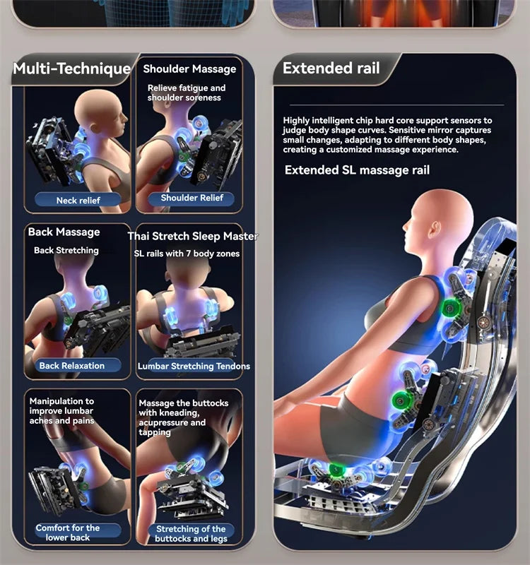 AUX 6D Shiatsu-Massagesessel, Smart-Massagesessel, Ganzkörper-Schwerelosigkeits-Streckmassagesessel, Relax-Massagesessel