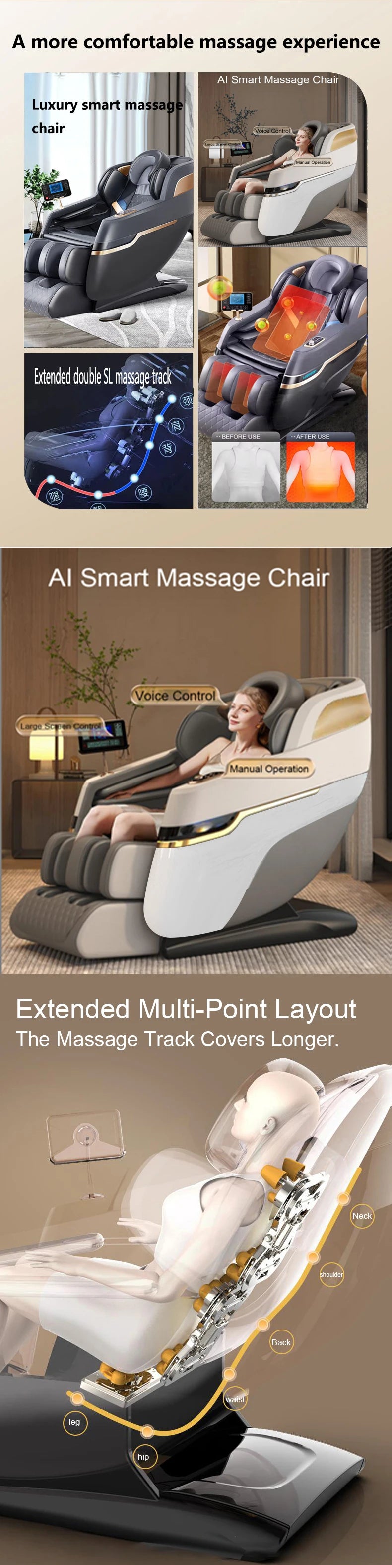 2025 new model massage chair 4d zero gravity full body AirBag Wrapped Automatic Heating Kneading Bluetooth music 3-year warranty