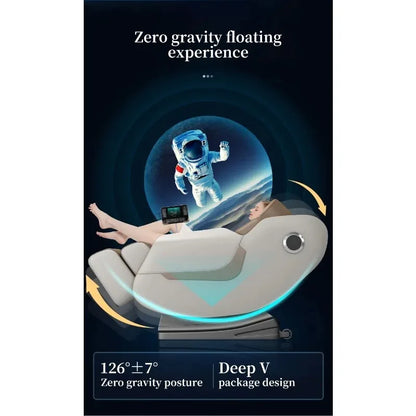 Luxury Portable Massage Chair, Zero Gravity Full Body with Foot Rollers & Music | Electric Relaxation & Entertainment System