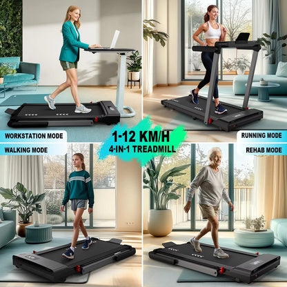 Laufband für den Heimgebrauch, 2,25-PS-Motor, Geschwindigkeit 1–12 km/h, 7-Schicht-Lauffläche, keine Montage erforderlich
