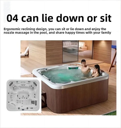 Smart Whirlpool Jacuzzi Spa-Wanne Tragbare Innen- und Außen-Badewanne mit Surfmassage Außen-Massagebadewanne Luft-Wasserdüse Möbel