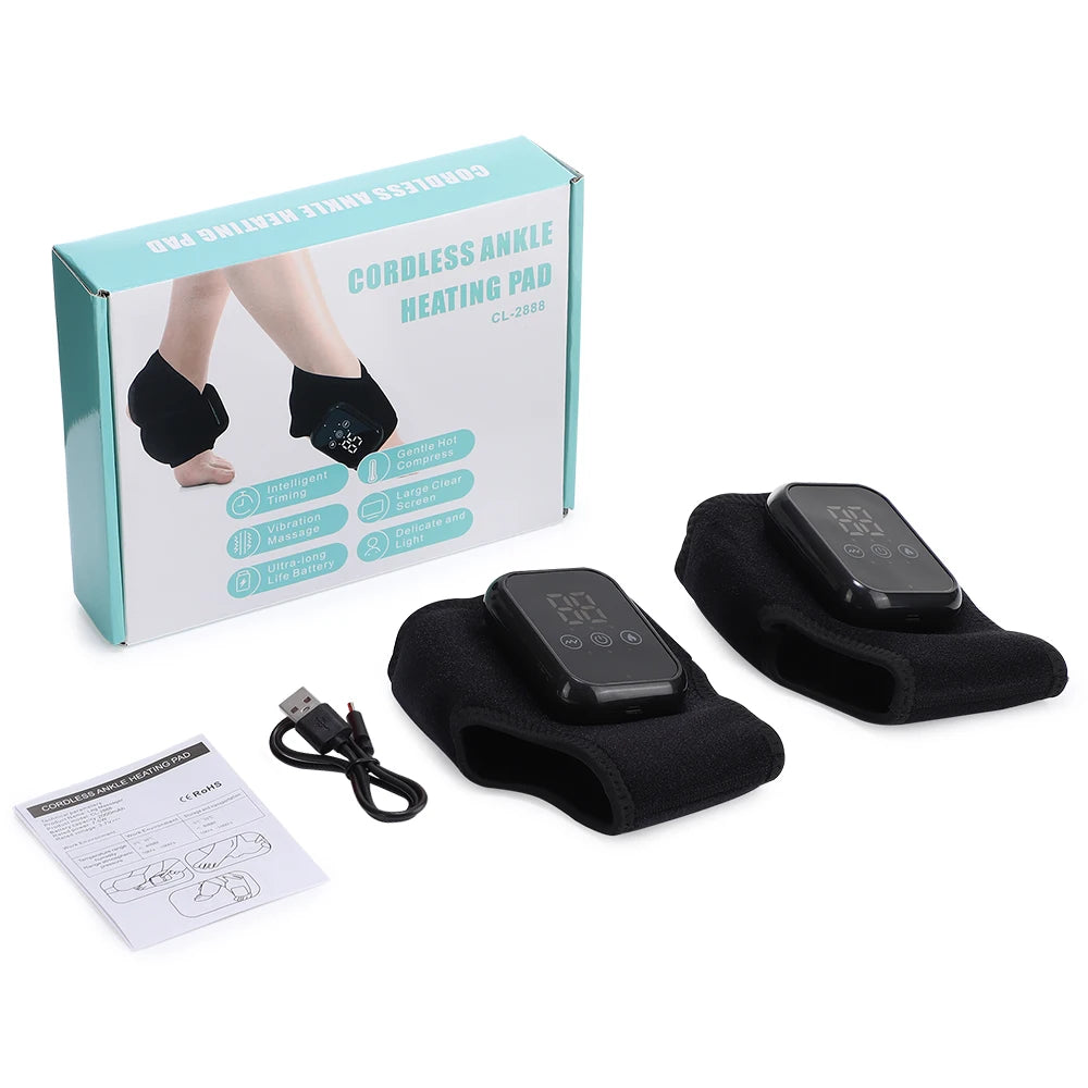 Elektrische Knöchelheizung Massage Heißkompresse Vibration Fußmassage 3 Heizstufen Knöchelstütze Fußwärmer Massage