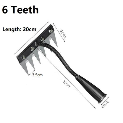 Râteau de désherbage de jardin à 8/7/6/5 dents, houe de jardinage en métal robuste, outil agricole pour le jardinage, désherbage, ameublissement du sol