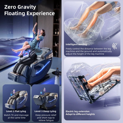 4D Smart Sensory Dual-Movement-SL-Track-Massagesessel, Thai-Stretch, elektrische Beinauflage, Liegesofa, Zero Gravity, Home-Office-Sessel