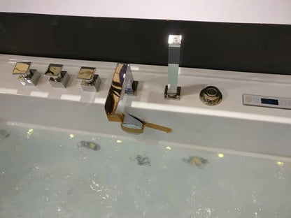 2025 China Luxury Bath Tub Transparent Glass Solid Surface Whirlpool Bathroom Acrylic Massage Bathtub With Cheap Price
