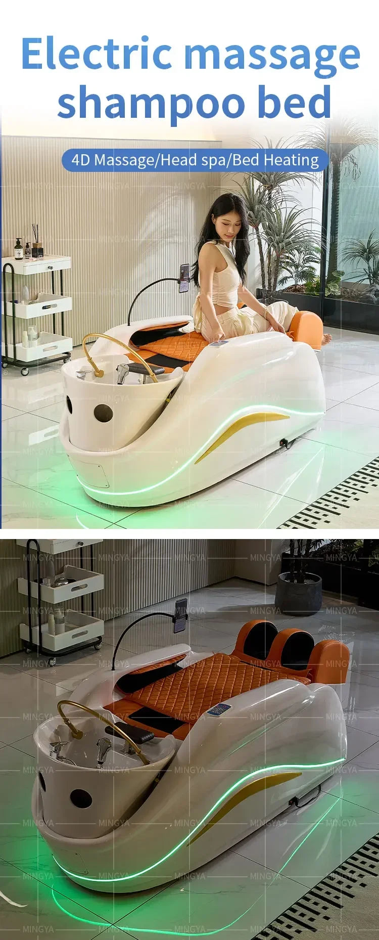 Modern Salon full body electric massage hair washing bed head spa shampoo bed