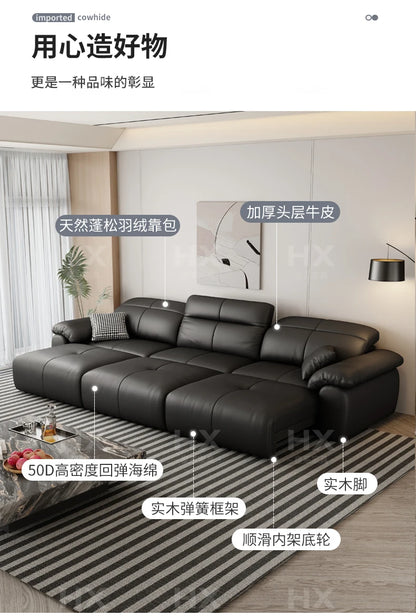 Genuine Leather Black Sofa Recliner Sectional Sleep Luxury Designer Sofa Daybed Modern Divano Soggiorno Couches Furniture