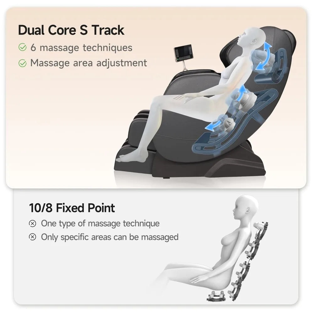 Ganzkörpermassage-Sessel mit Dual-Core S-Track, Shiatsu-Massagesessel mit Schwerelosigkeit und APP- und LCD-Steuerung