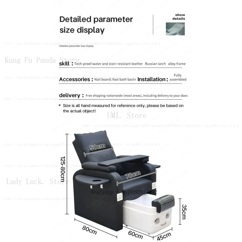 Fußbad-Nagelstuhl Pediküre-Stühle Salon SPA Fußmassage Maniküre Möbel Sofa Material mit elektrischer Rückenlehne
