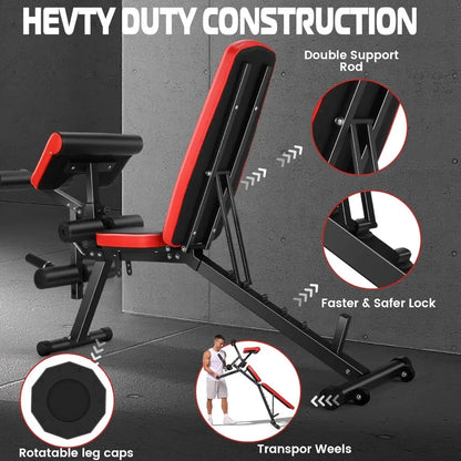 Adjustable Weight Bench Set with Leg Extension and Leg Curl Functions 800LBS Capacity Preacher Curl Bench Offering Incline Decl