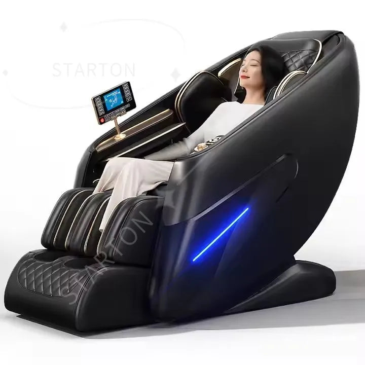 Home Use Smart Automatic Full Body SL Track Massage Chair with 3D Robot Arm Body Manipulator Long Rail PU Leather Material