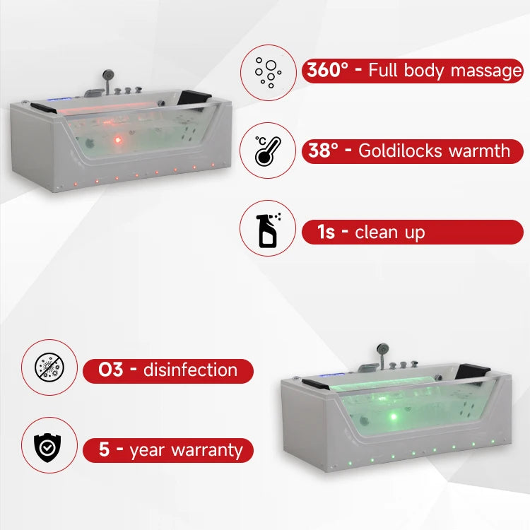 Factory Sell Luxury Freestanding Whirlpool Bath Tub Bubble Soaking 2 Person Hot Tub Custom Massage Bathtub With Spa