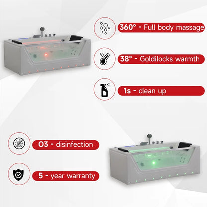 Factory Sell Luxury Freestanding Whirlpool Bath Tub Bubble Soaking 2 Person Hot Tub Custom Massage Bathtub With Spa