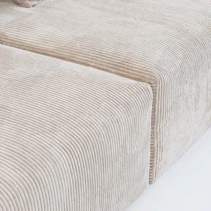 Modernes Cord-Sofa mit 4 Kissen, 102" L-förmiges Sofa mit Chaiselongue und Ottoman, Hartholzrahmen-Sofa für das Wohnzimmer
