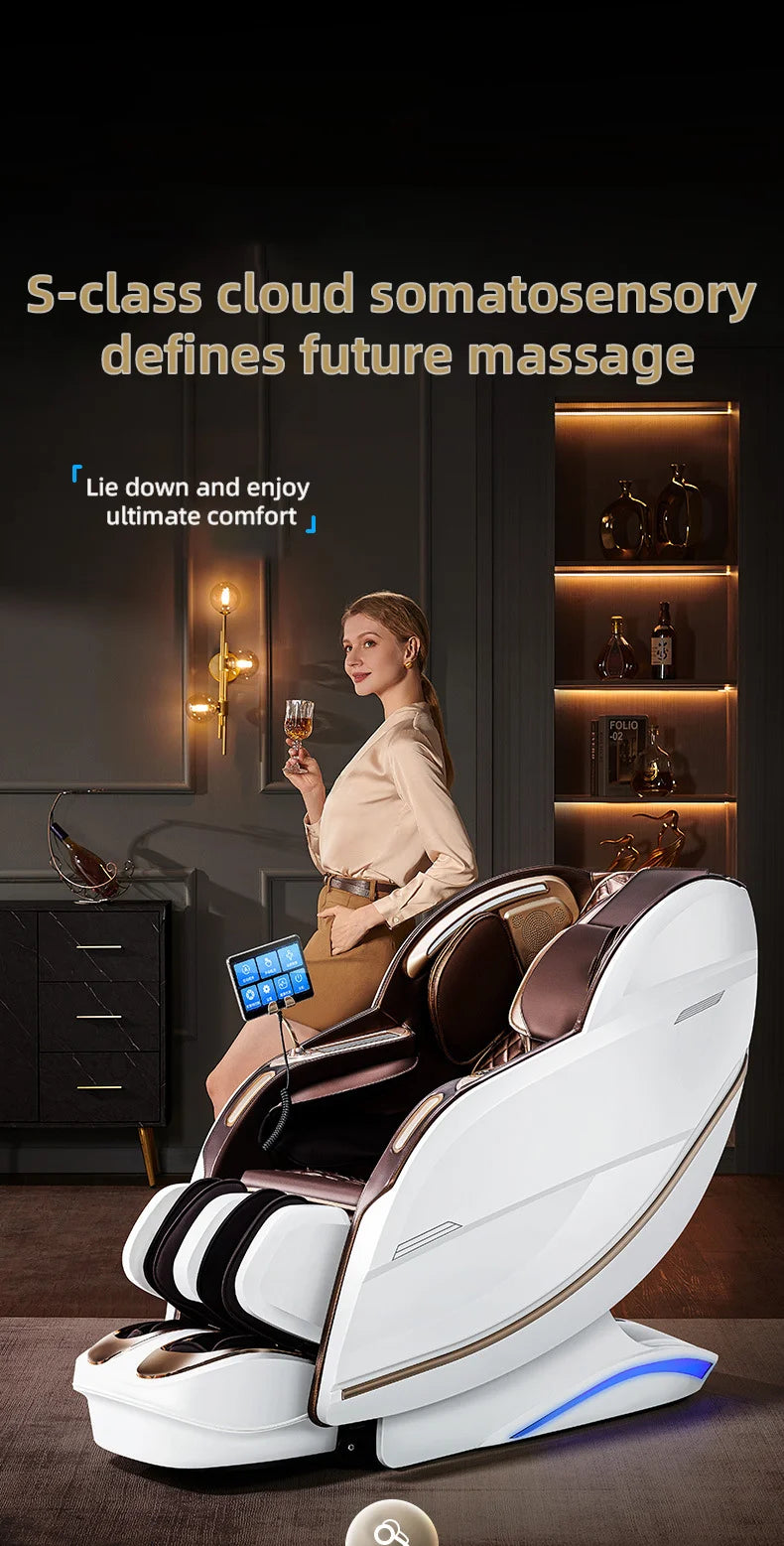 Zero Gravity 4D Massagesessel SL-Track (L-Track) Ganzkörper-Luftmassage Elektrischer Relaxsessel für Heimbüro 3 Jahre Garantie