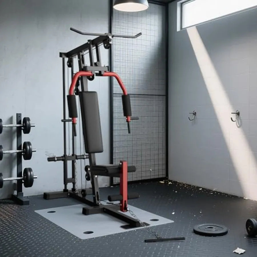 Home Gym Machine, Home Gym Equipment with Pulley System, Multifunctional Full Body Workout Machine for Strength Training