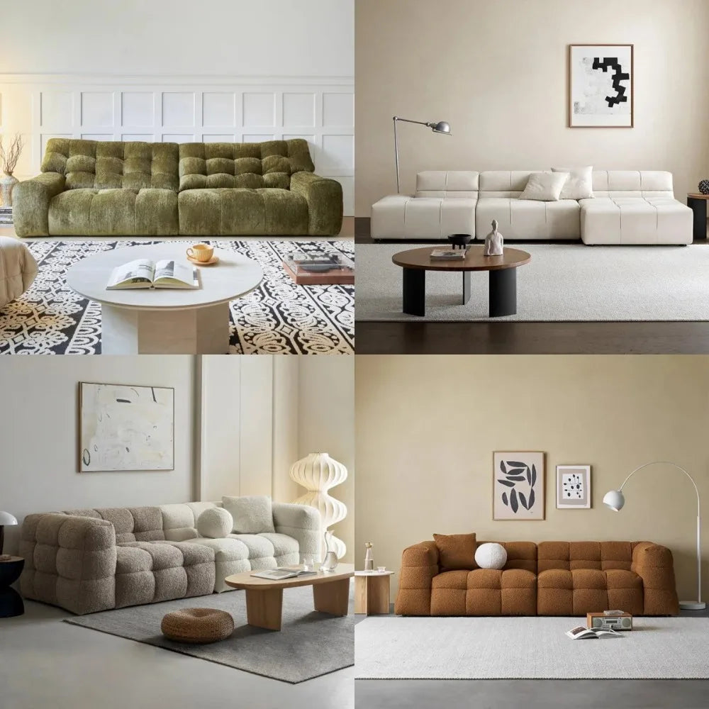 Minimalistische Multi-Seat Leder Ecksofa Kombination Modern Einfaches Wohnzimmer Sofas Erste Schicht Rindsleder L-Form Sofa-Set