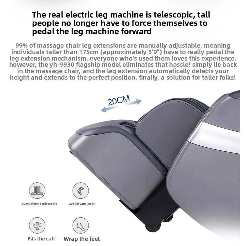 Modern Leather Fully Automatic Electric Zero Gravity Massage Chair With 3D Robotic Hand Massage For Neck Foot & Waist