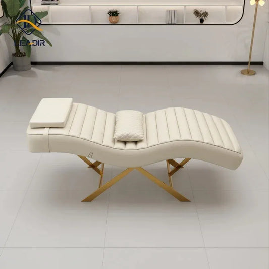 Moderne goldene Basis, Massagetisch für Schönheit Wohnzimmer, Wimpern Wimpernverlängerung, Komplettes Set an Möbeln