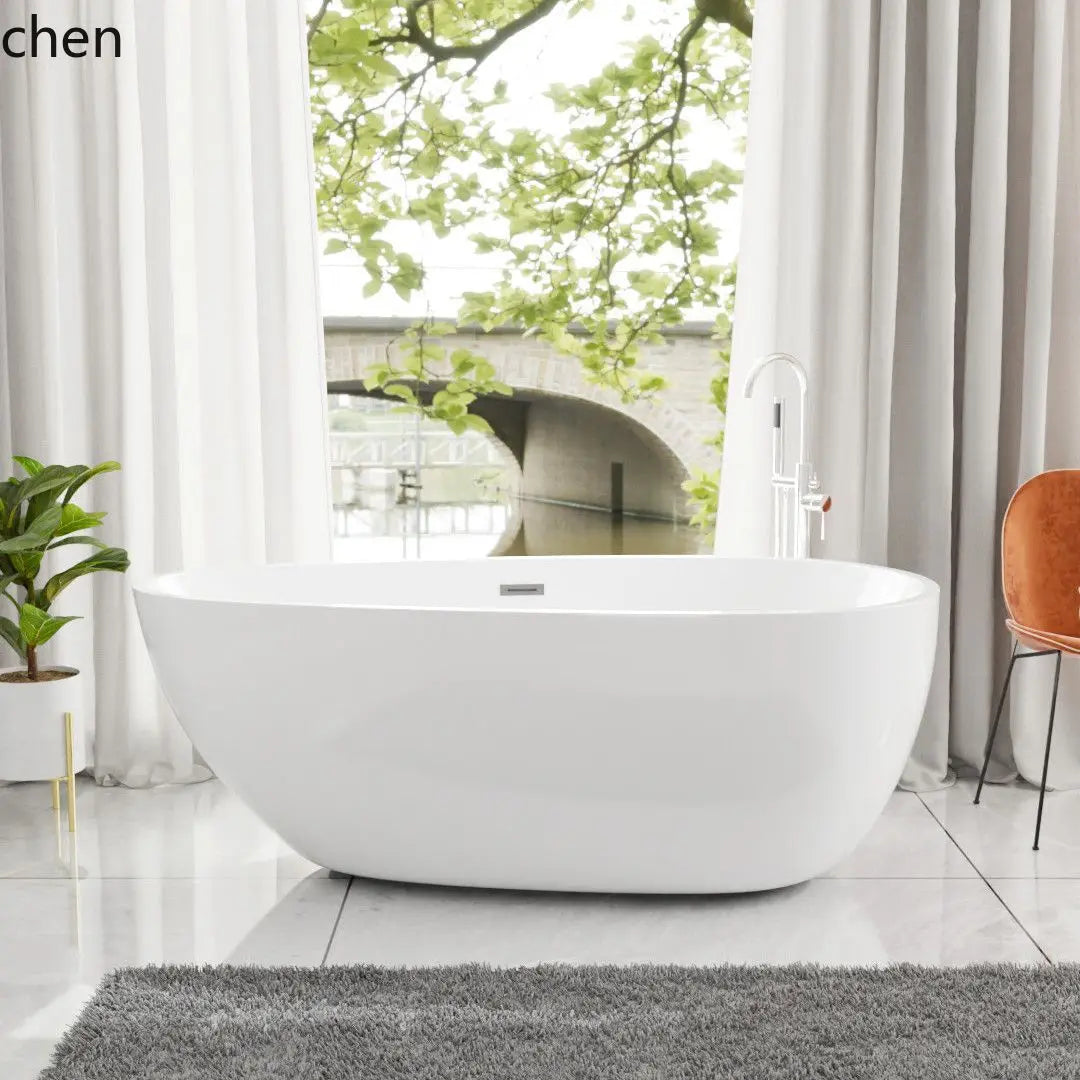 CZ Badewanne für den Heimgebrauch Integrierte nahtlose ovale Wassertropfenform Kleine Wohnung Freistehende Boutique-Hotel-Standbadewanne